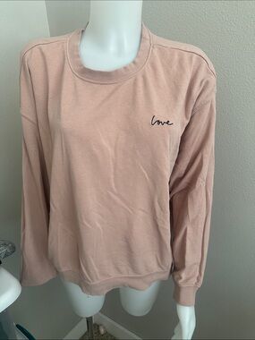 H&M Basics Ribbed Crewneck Top - Dusty Pink